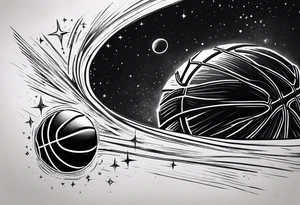 Basketball as a shooting star in a black hole that’s a basketball hoop tattoo idea