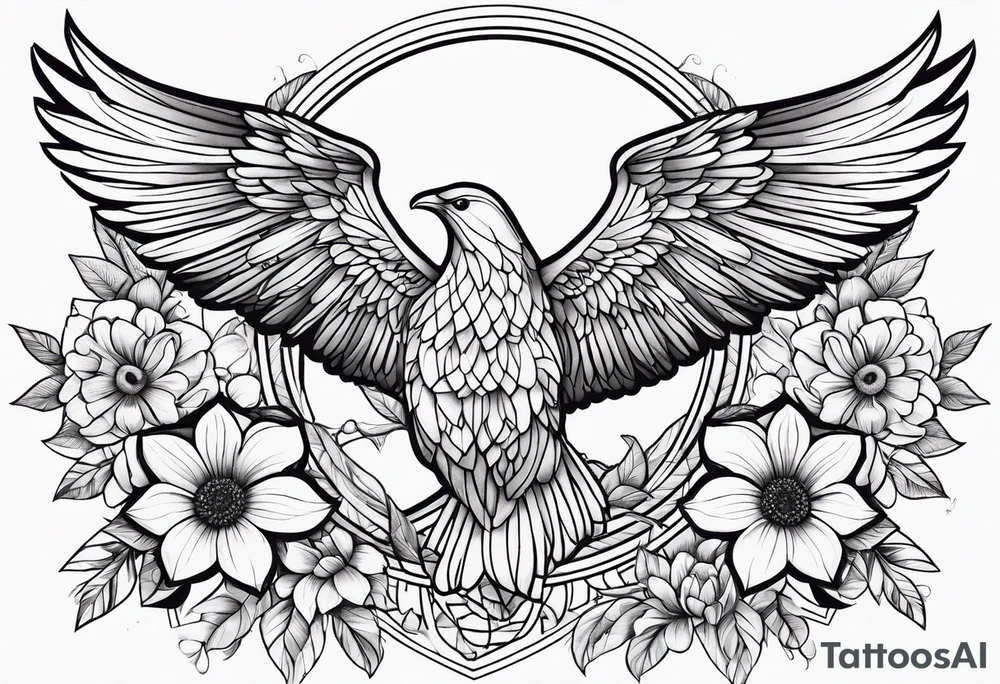 self love, flowers and wings tattoo idea