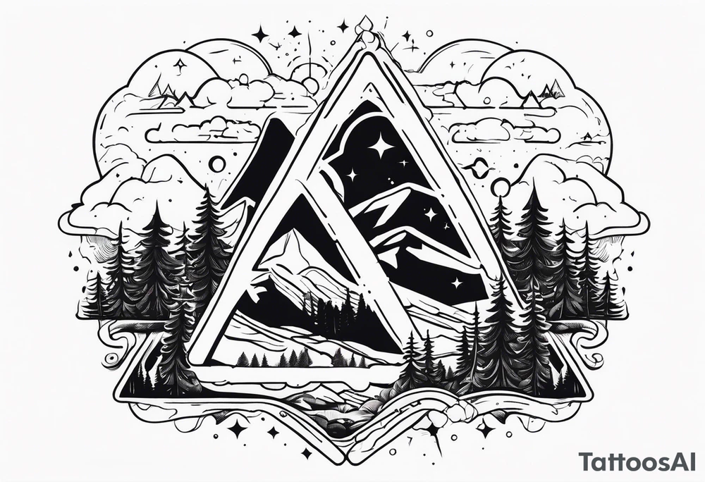 wilderness with sky full of atoms tattoo idea
