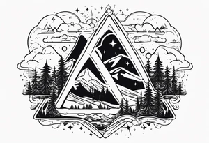 wilderness with sky full of atoms tattoo idea