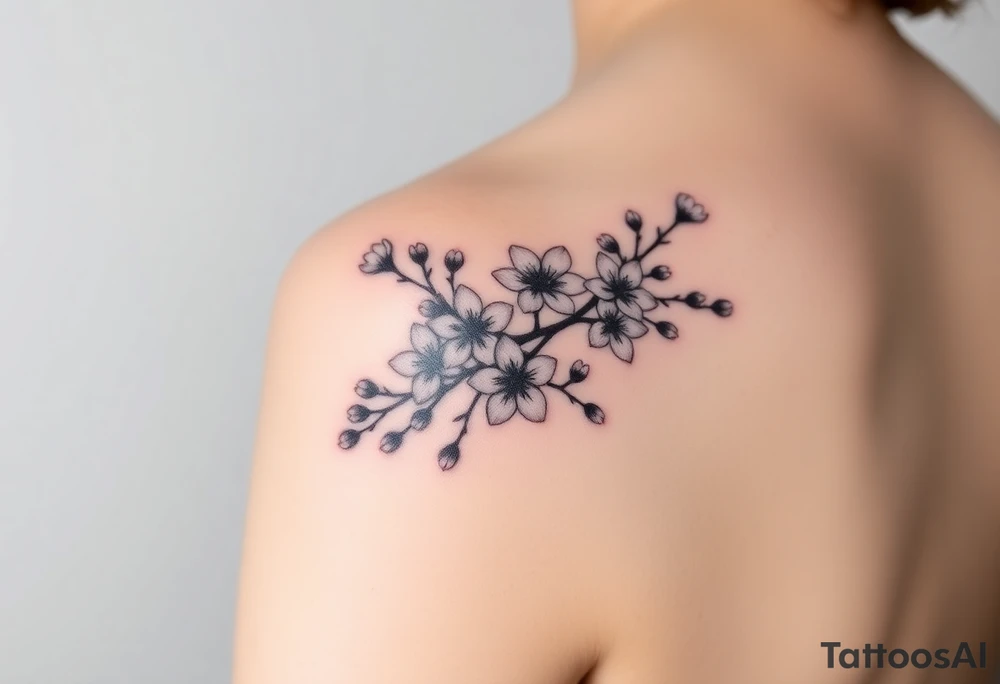 delicate cherry blossoms swirling in spring breeze with petals, on arm tattoo idea