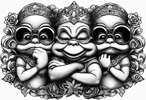 speak no evil see no evil hear no evil with disney characters tattoo idea