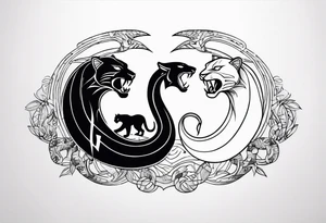 A snake and a panther To fight and wrap around the word "vitality" tattoo idea