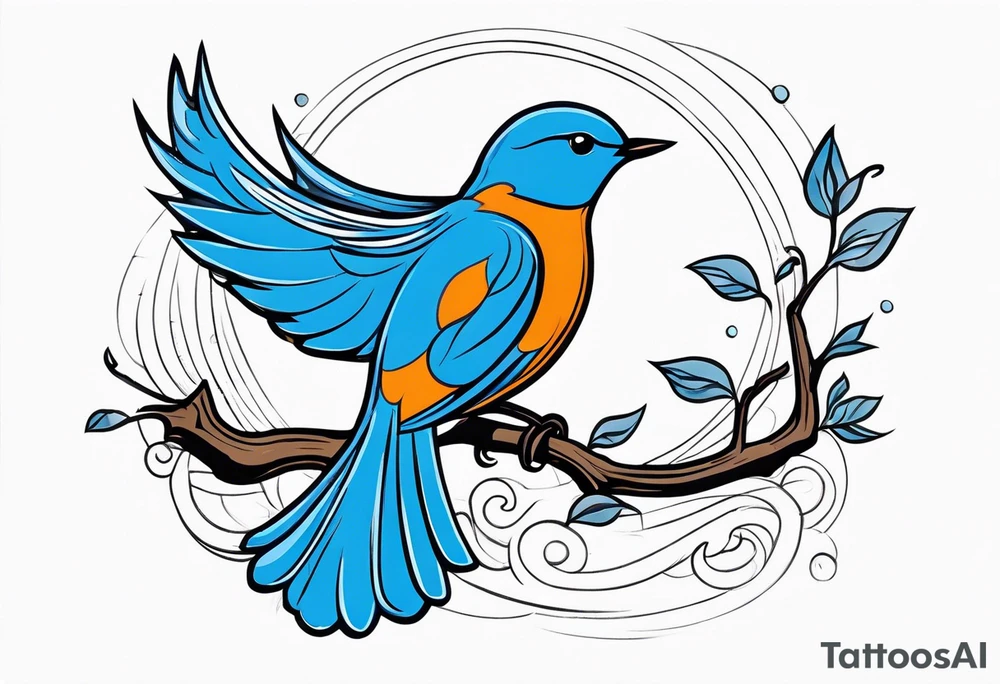 bluebird of happiness in flight tattoo idea