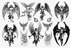 Archangel fighting demon tattoo idea