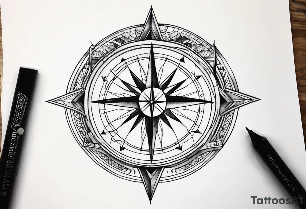 full arrow compass tattoo idea