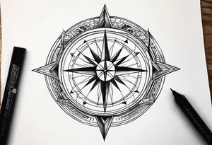 full arrow compass tattoo idea