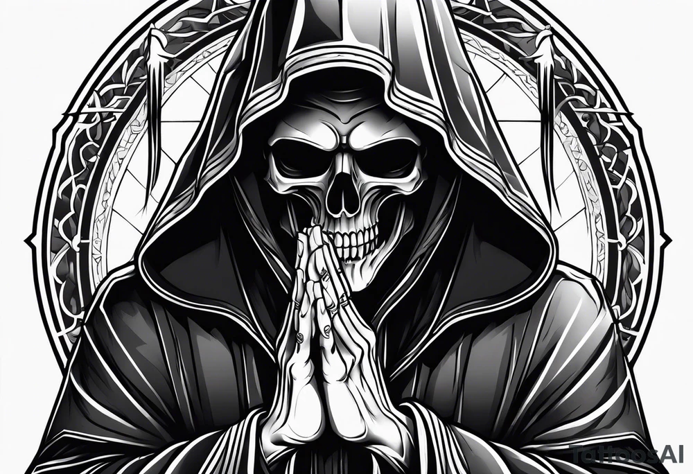 The grim reaper with praying hands tattoo idea