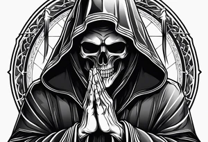 The grim reaper with praying hands tattoo idea