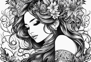 vine wrapping around arm in sleeve style with mystical creatures in between tattoo idea