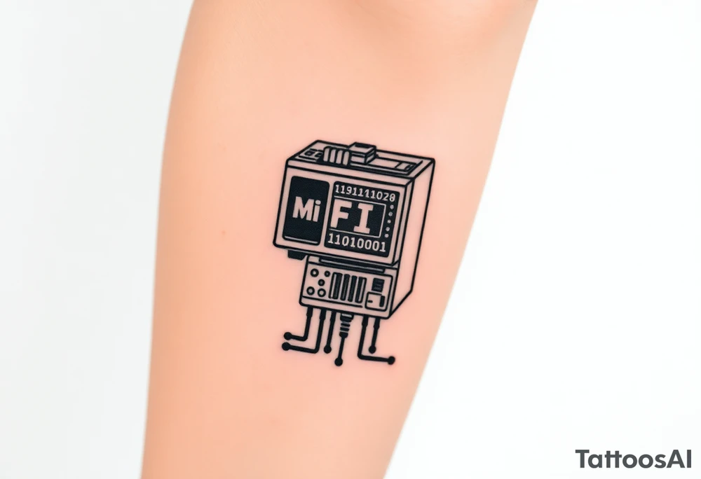 Bio-Mechanical internal computer, binary code, symbolism for 6 kids, 5 boys and youngest is a girl tattoo idea