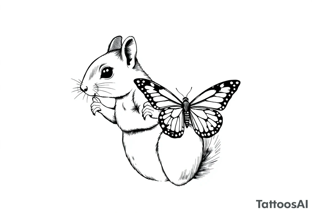 A Squirrel holding butterfly tattoo idea