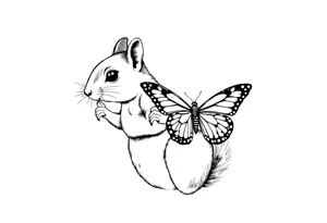 A Squirrel holding butterfly tattoo idea