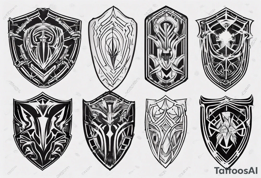 Shield symmetrical tattoo idea