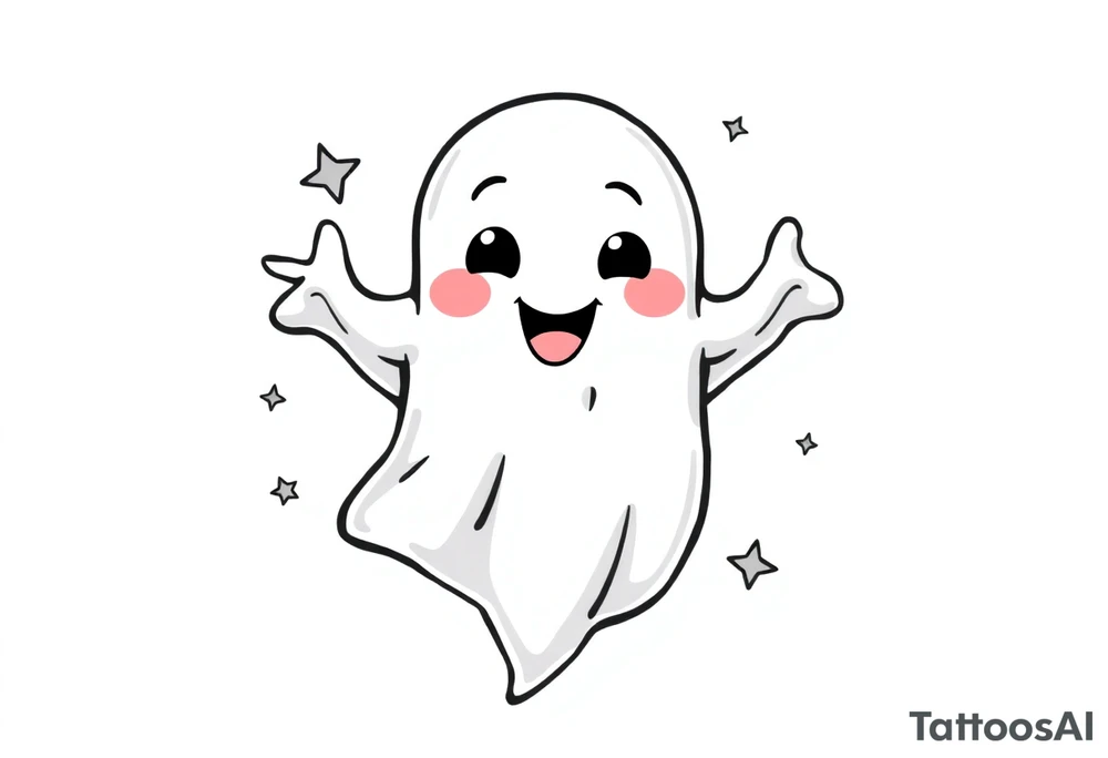 Smiley Cute ghost tattoo idea