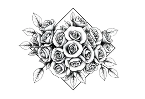 A lot of Small Roses inside a diamond shape tattoo idea