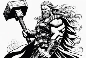 Thor mit Hammer in Aktion tattoo idea