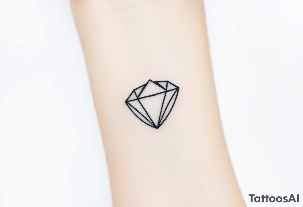 A single, large diamond centered within a sleek, minimalist crown, outlined in fine black ink with a subtle gold shadow to add depth. tattoo idea