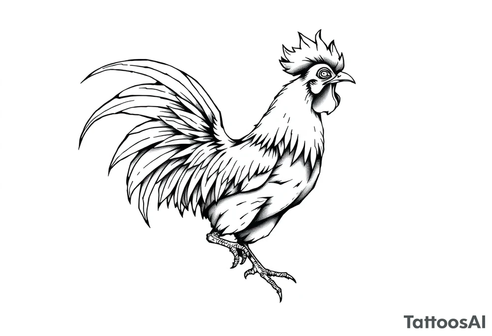 attacking rooster tattoo idea