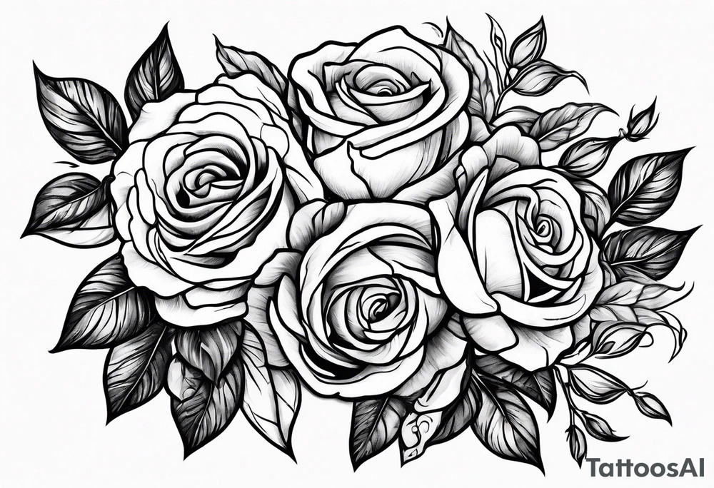 bouque of roses tattoo idea