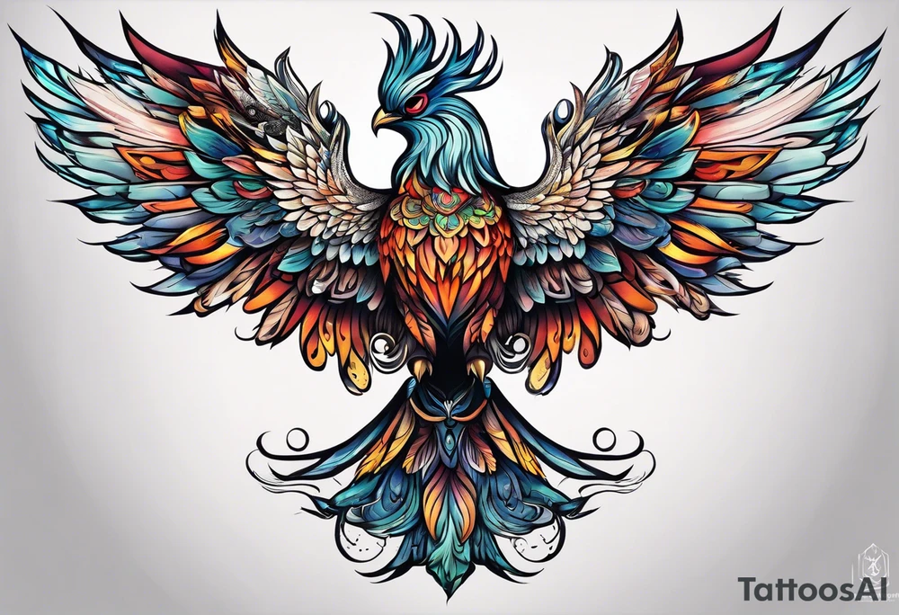 russian firebird with onion cap towers in background tattoo idea