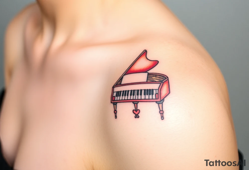 Colorful piano tattoo idea