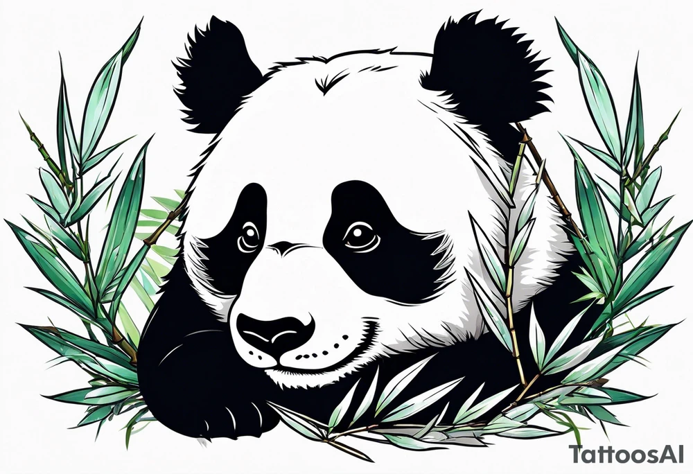 Cute panda only face with bamboo tattoo idea