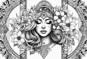 Lunar phases Virgo flowers tattoo idea