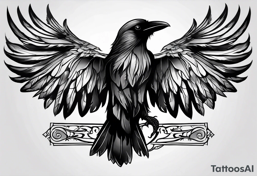 raven attacking 
roman numeral seven
Omnia Urunt tattoo idea