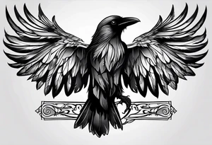 raven attacking 
roman numeral seven
Omnia Urunt tattoo idea