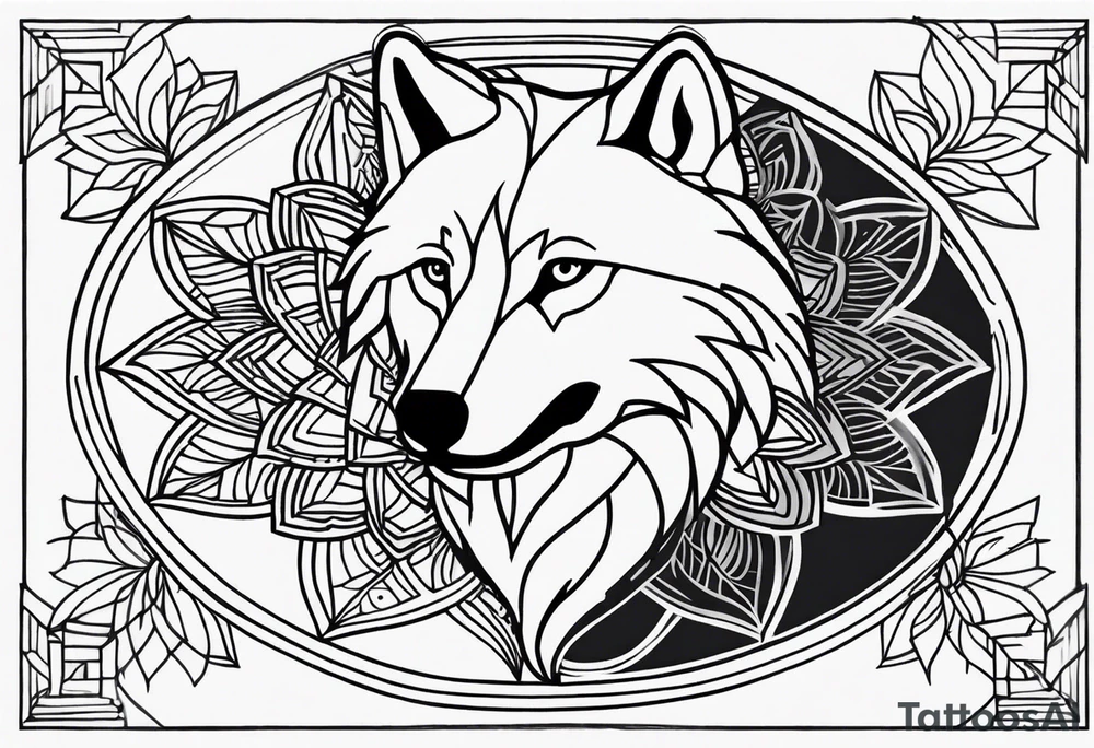 Mandala forearm design wolves tattoo idea