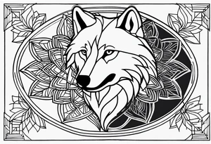 Mandala forearm design wolves tattoo idea