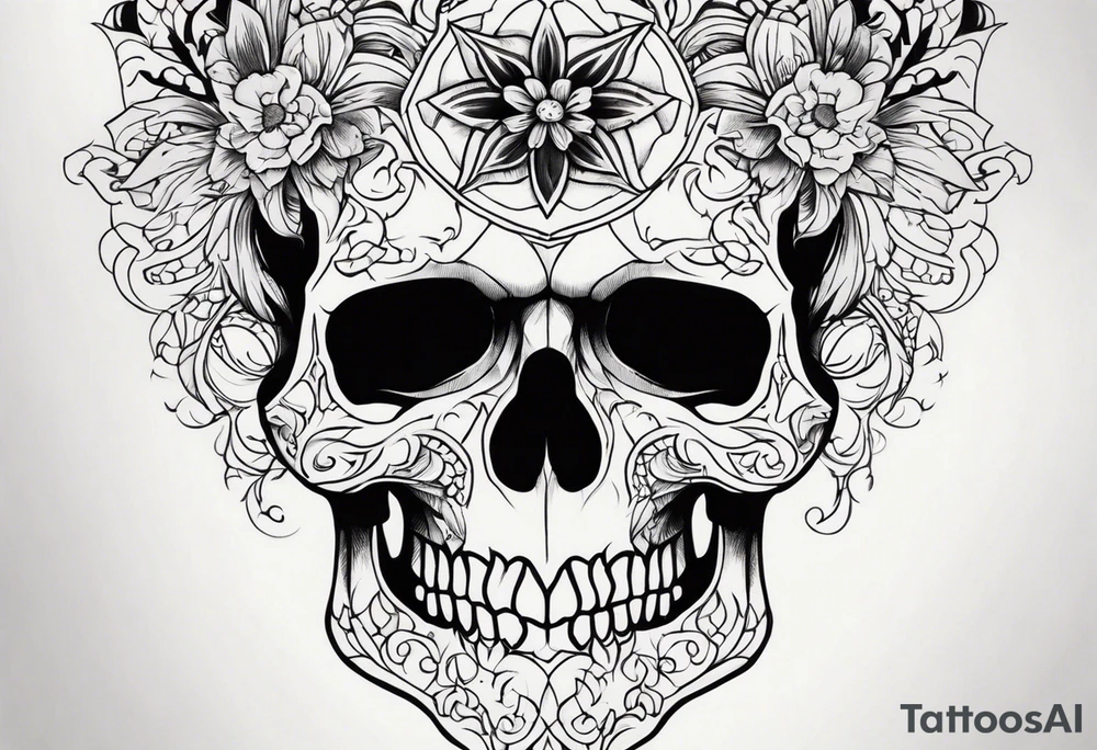 serious skull tattoo idea