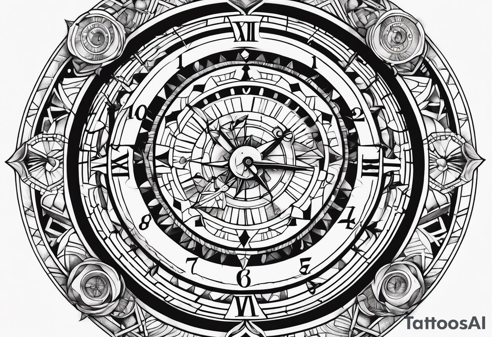 Multiple Children’s name, multiple time piece, date of birth tattoo idea
