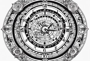 Multiple Children’s name, multiple time piece, date of birth tattoo idea