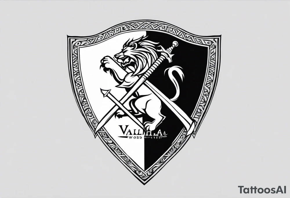 Valhalla sword shield axe Valknut dragon lion tattoo idea Valhalla sword shield axe Valknut dragon lion tattoo idea