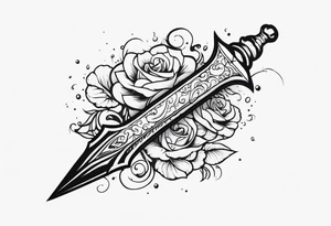 Feminine magical dagger with a splash of water swirling around it tattoo idea