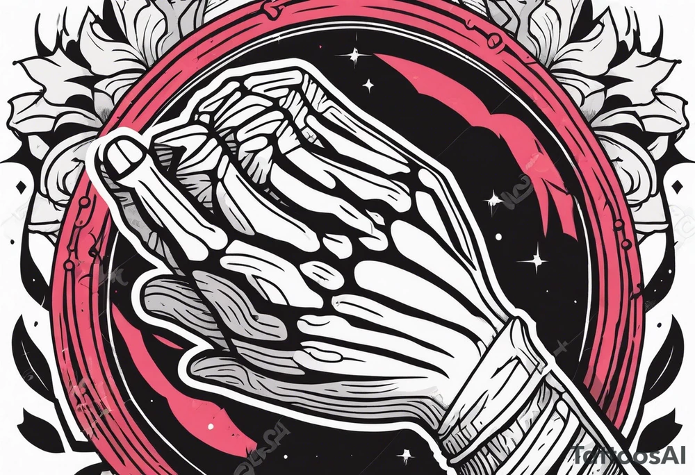 Hand of nurse reaching for skeleton hand. tattoo idea