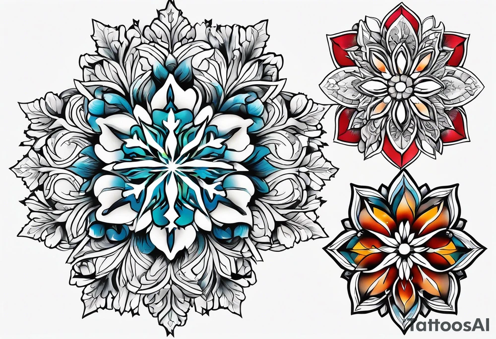 snowflake , flower tattoo idea