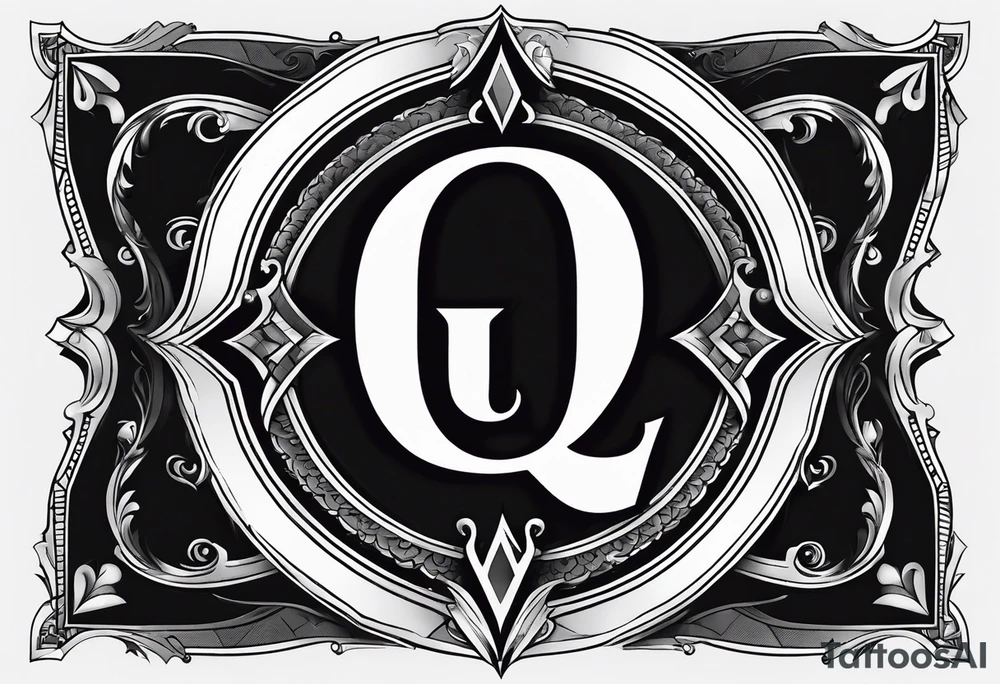 A spades design, with the letter Q embedded in the center. tattoo idea