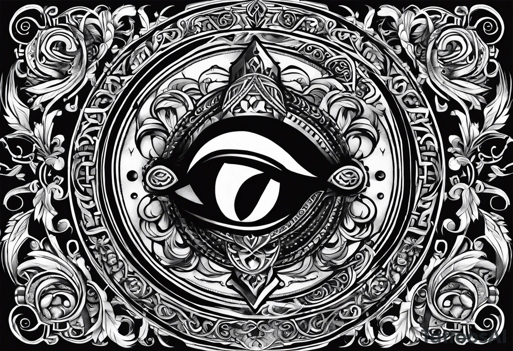 omega greek sign black magic style tattoo idea