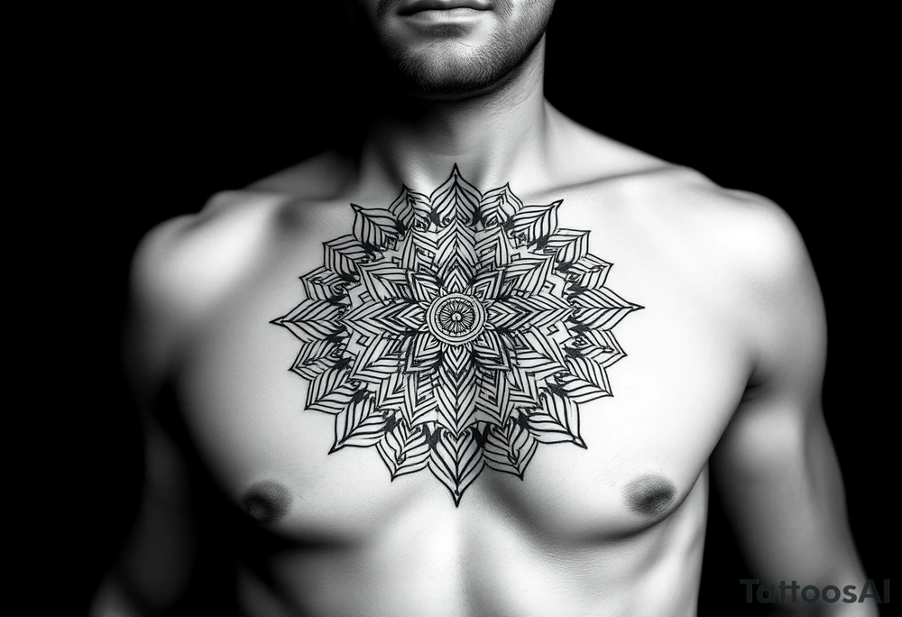 intricate mandala with sacred geometry and cosmic elements tattoo idea