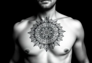 intricate mandala with sacred geometry and cosmic elements tattoo idea