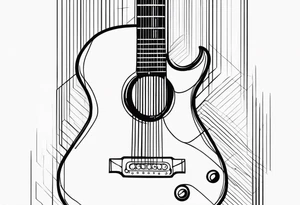 Eléctric guitar sound with lines abstrac croos tattoo idea