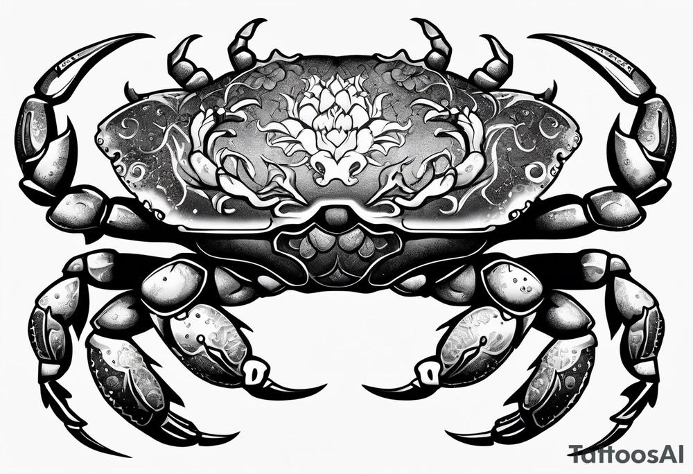 Zodiac crab embedded in tree tattoo idea