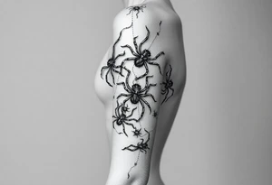Spiders crawling down arm tattoo idea