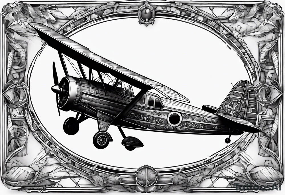 sketch of adventure plane in perspective from the bottom tattoo idea
