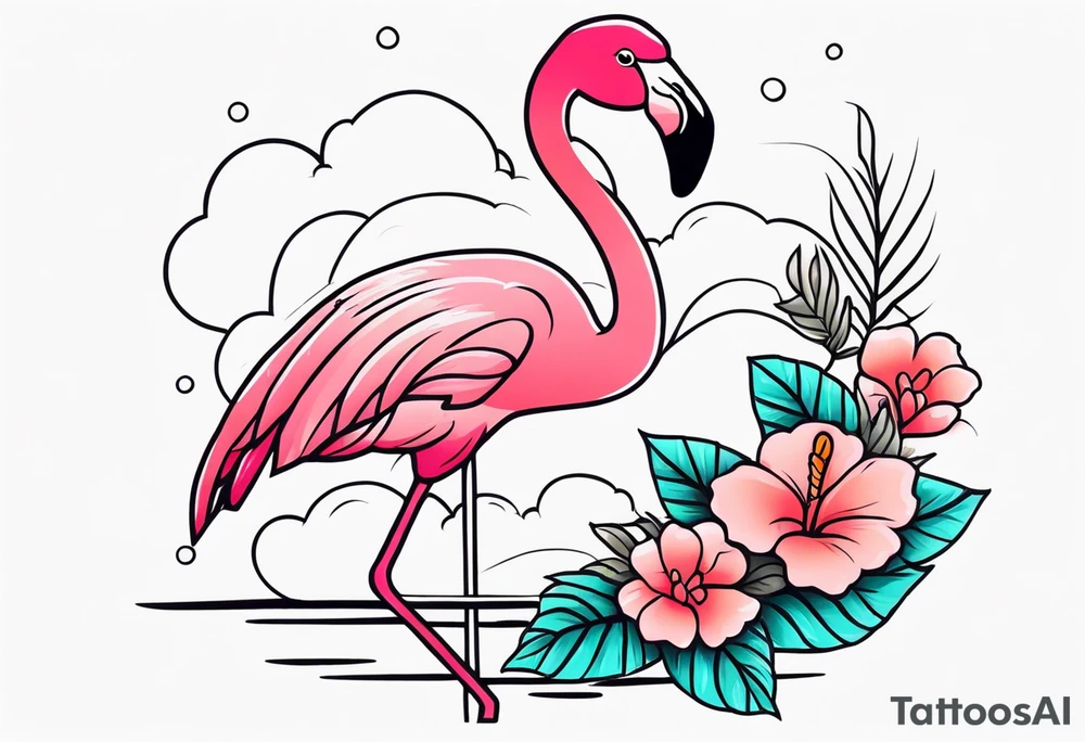 cute flamingo tattoo idea