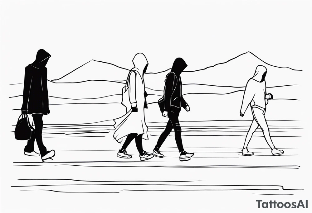 faceless, dark figures walking around tattoo idea