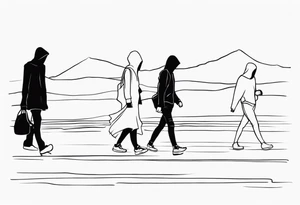 faceless, dark figures walking around tattoo idea